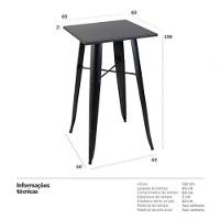 Mesa Bistrô Alta Tolix 60x60cm Preta, Ideal Para Bar, Café Ou área Gourmet - 5