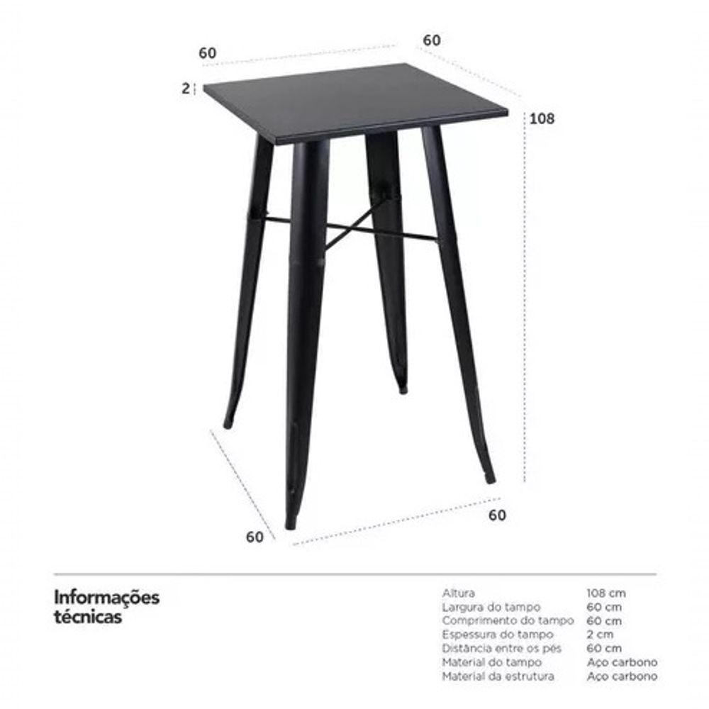 Conjunto Mesa Tolix Com 2 Banquetas Gomos Estofadas Conforto E Estilo - Preto - 3