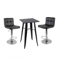 Conjunto Mesa Tolix Com 2 Banquetas Gomos Estofadas Conforto E Estilo - Preto - 1