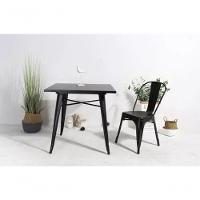 Mesa Tolix 80cm + 2 Cadeiras ? Conjunto Industrial E Moderno Preto