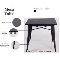 Mesa Tolix 80cm + 2 Cadeiras ? Conjunto Industrial E Moderno Preto - 5