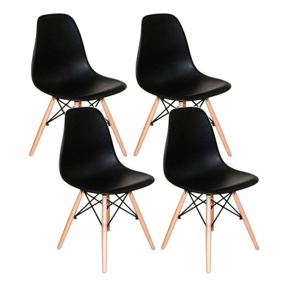 Conjunto De Mesa Redonda Eames 100cm Preto + 4 Cadeiras Eiffel Dsw Preto - 7