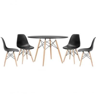Conjunto De Mesa Redonda Eames 100cm Preto + 4 Cadeiras Eiffel Dsw Preto