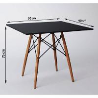 Conjunto De Mesa De Jantar Eames Eiffel Quadrada 90cm Tampo De Madeira Preto Com 4 Cadeiras Pretas - 2