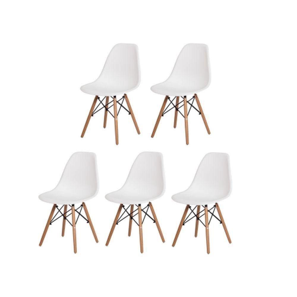 Conjunto De Mesa Eames Eiffel Redonda 120cm Branco + 5 Cadeiras Brancas - 2