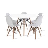 Conjunto De Mesa Eames Eiffel Redonda 120cm Branco + 5 Cadeiras Brancas - 1