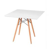 Mesa De Jantar Quadrada Eiffel 80cm Mdf Charles Eames - Base Em Madeira E Aço Carbono Branco - 1