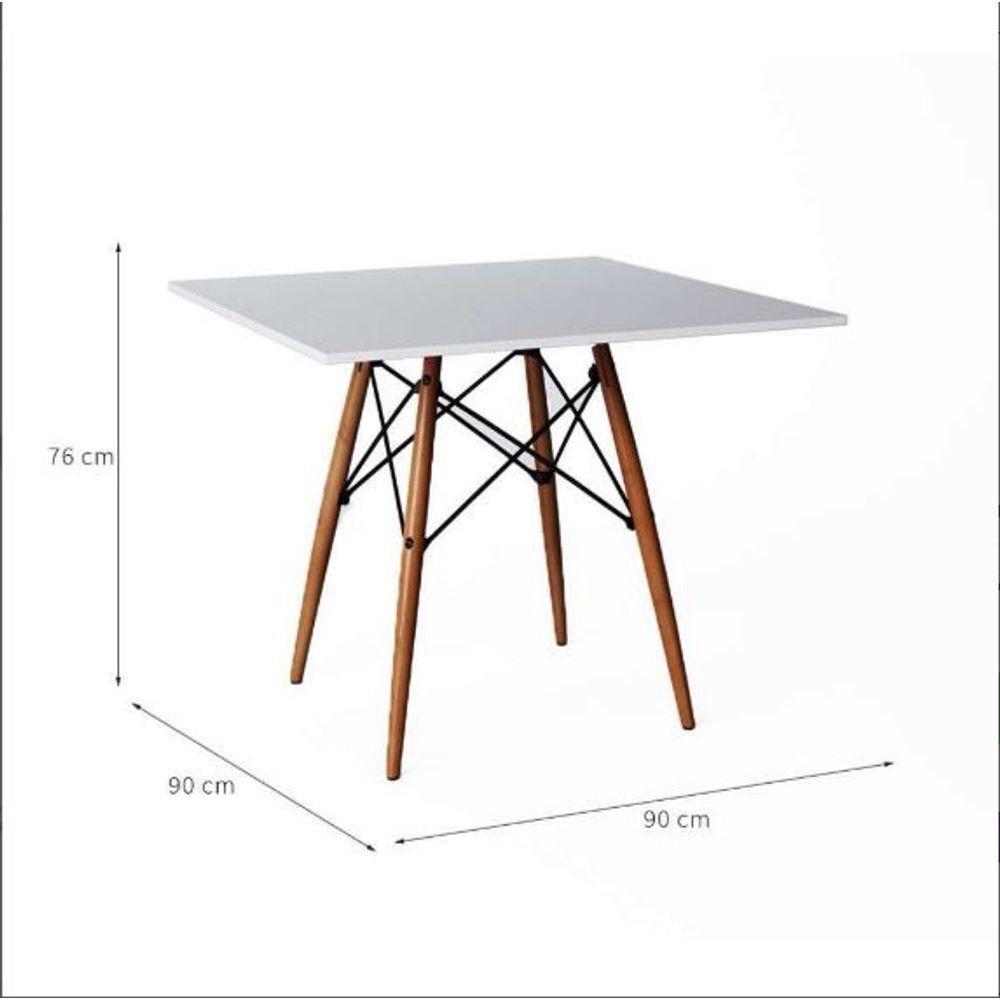 Mesa De Jantar Quadrada Eiffel 90cm Mdf Charles Eames - Branco - 4