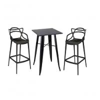 Kit Mesa Bistrô Tolix Com 2 Banquetas Altas Allegra ? Preto - 1