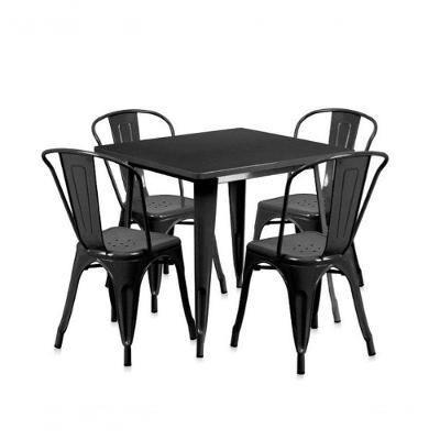 Conjunto Mesa Tolix 80cm Com 4 Cadeiras ? Design Industrial Preto