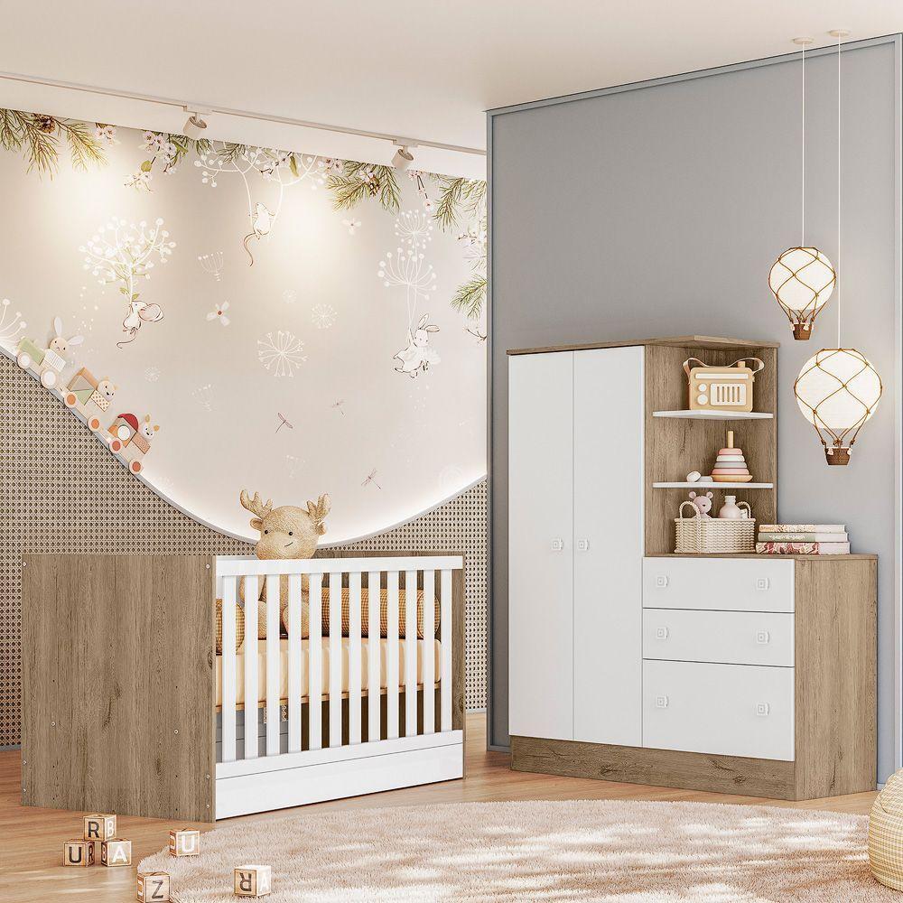 Jogo De Quarto Infantil Gr E Cômoda E Berço 1340 Doce Sonho carvalho-branco - 2