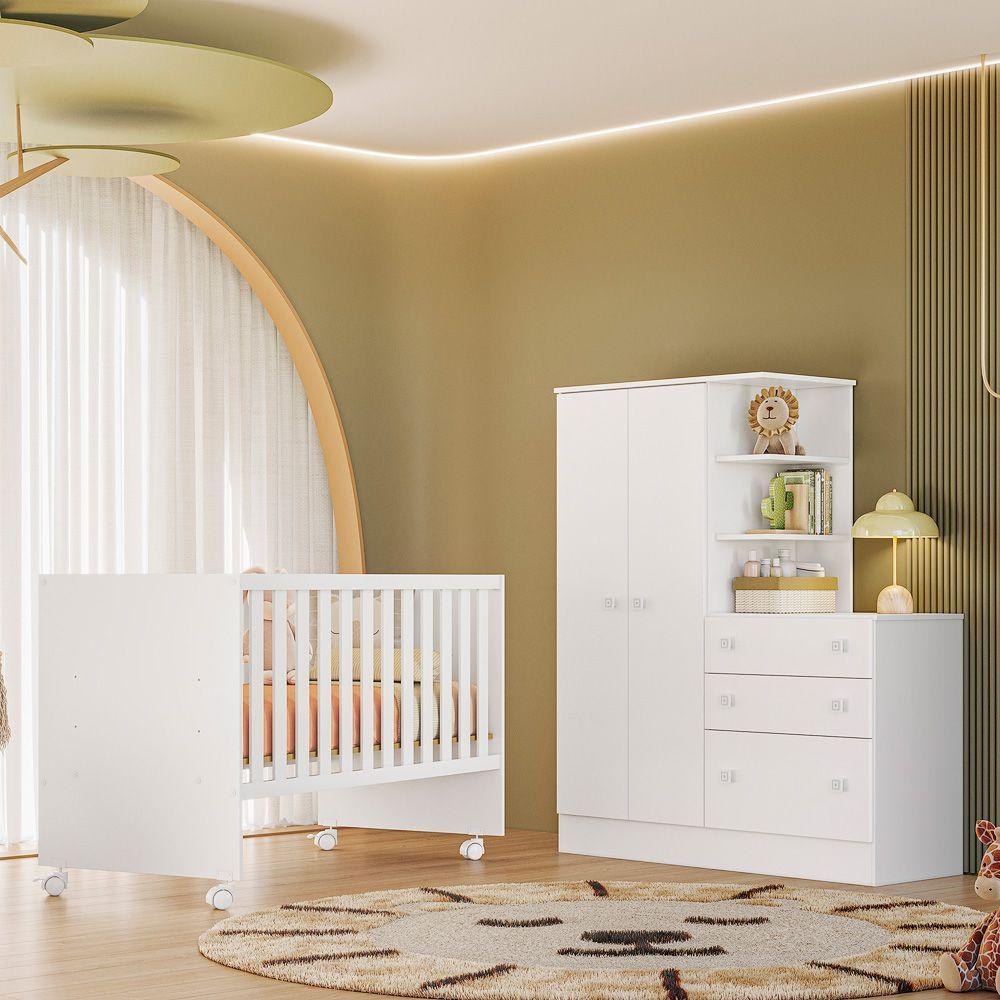 Jogo De Quarto Infantil Gr E Cômoda E Berço 3540 Doce Sonho branco-branco - 1