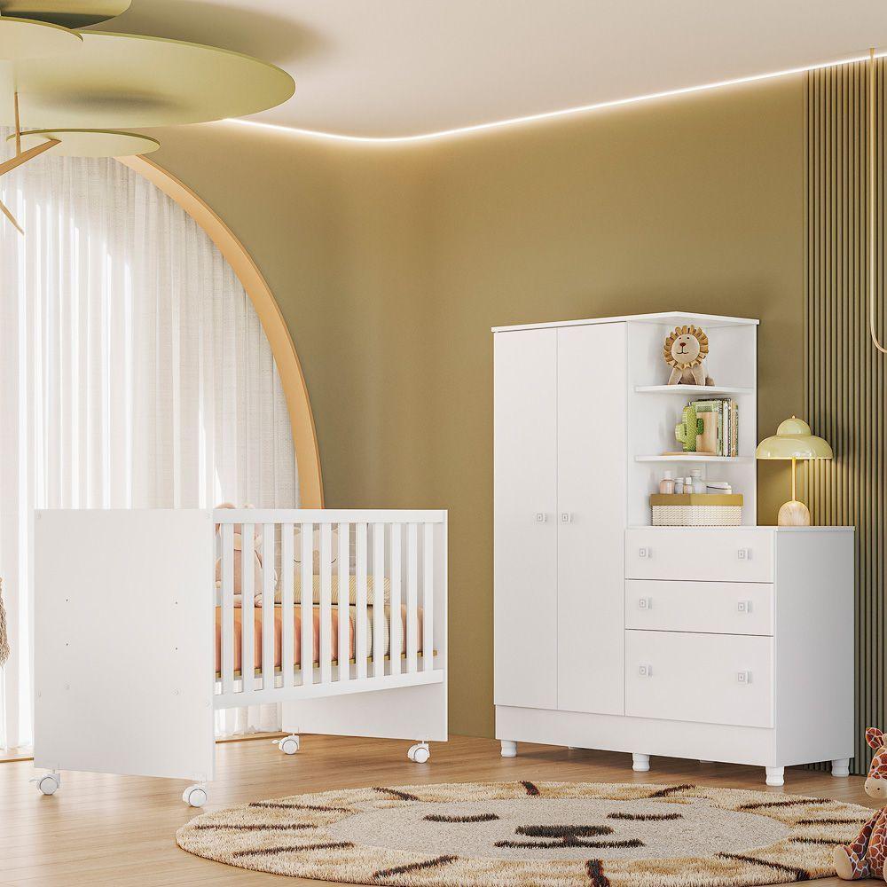 Jogo De Quarto Infantil Gr E Cômoda E Berço 3540 Doce Sonho branco-branco - 2