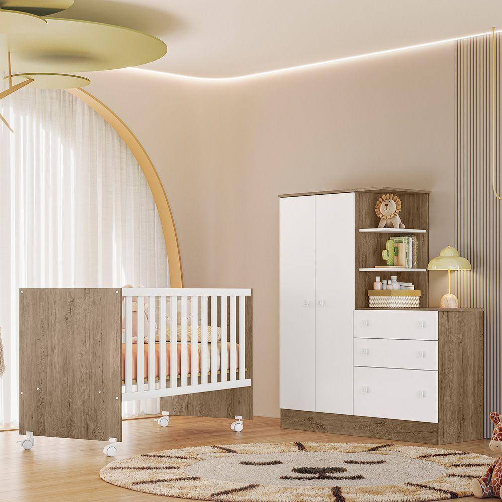 Jogo De Quarto Infantil Gr E Cômoda E Berço 3540 Doce Sonho carv Toq Rustico-branco - 1