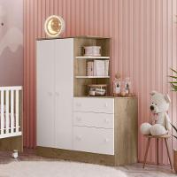 Jogo De Quarto Infantil Gr E Cômoda E Berço 3540 Doce Sonho carv Toq Rustico-branco - 3