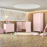 Jogo De Quarto Infantil Gr 2617 E Cômoda E Berço Doce Sonho rosa - 2