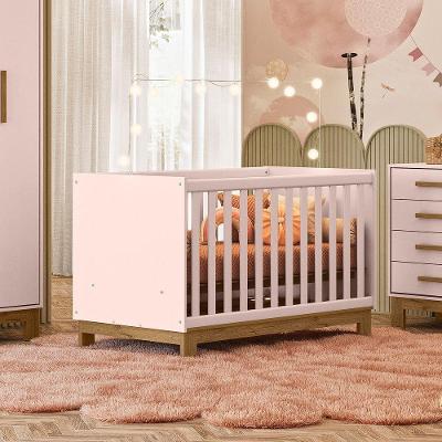 Berço Mini Cama Para Quarto Infantil Linha Encanto Slim rosa Acetinado