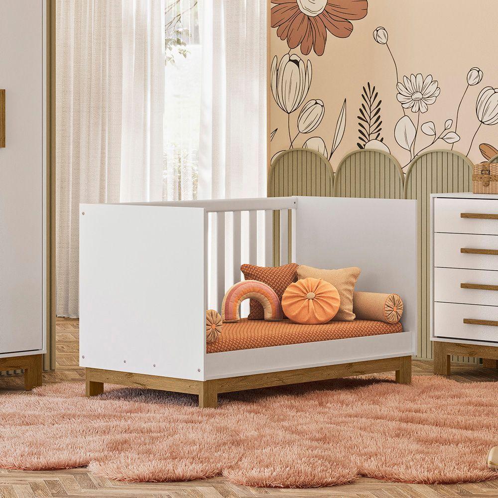 Berço Mini Cama Para Quarto Infantil Linha Encanto Slim branco Acetinado - 2