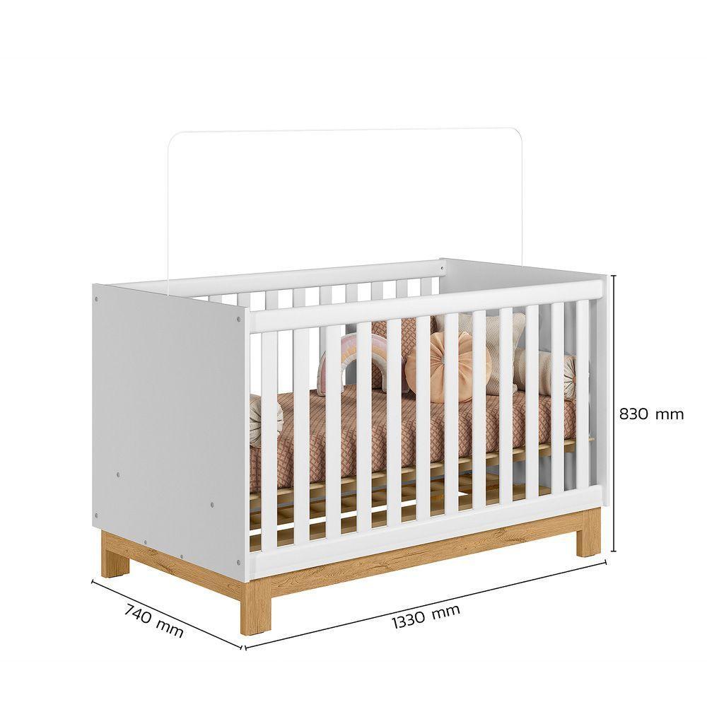 Berço Mini Cama Para Quarto Infantil Linha Encanto Slim branco Acetinado - 3