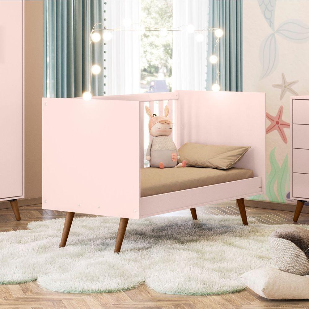 Berço Mini Cama Para Quarto Infantil Linha Q Encanto Retro rosa Acetinado - 2
