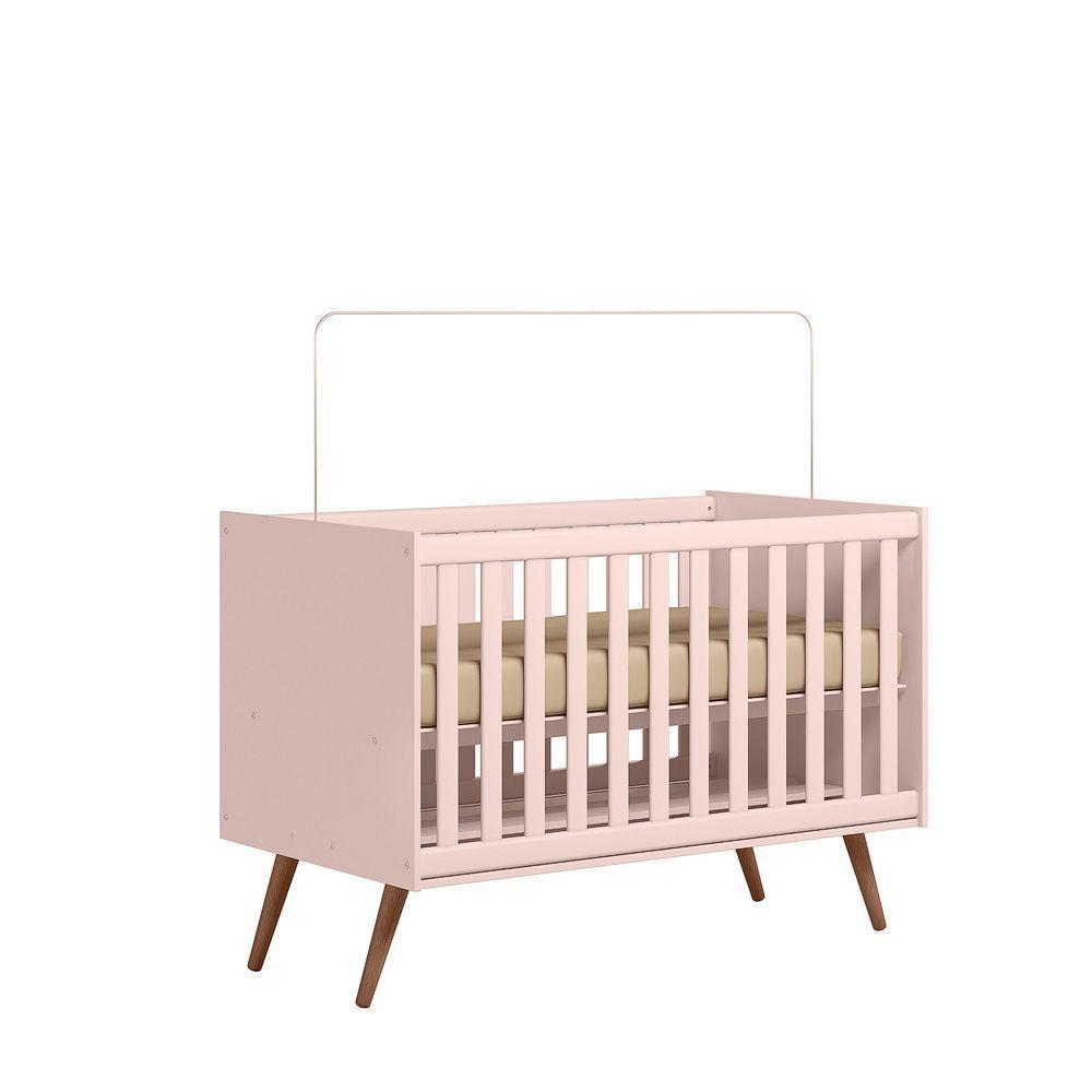 Berço Mini Cama Para Quarto Infantil Linha Q Encanto Retro rosa Acetinado - 5