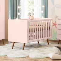 Berço Mini Cama Para Quarto Infantil Linha Q Encanto Retro rosa Acetinado - 1