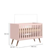 Berço Mini Cama Para Quarto Infantil Linha Q Encanto Retro rosa Acetinado - 3