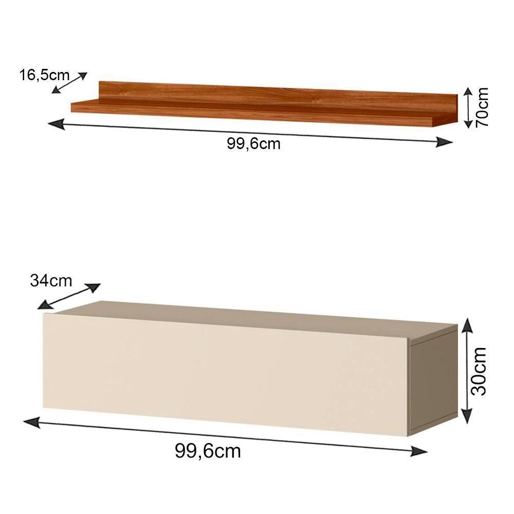 Bancada Suspensa E Prateleira 99cm Slat M20 Cinamomo/off - Mpozenato - 2