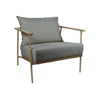 Poltrona Roma Em Metal Dourado Linho Bege Claro - 3