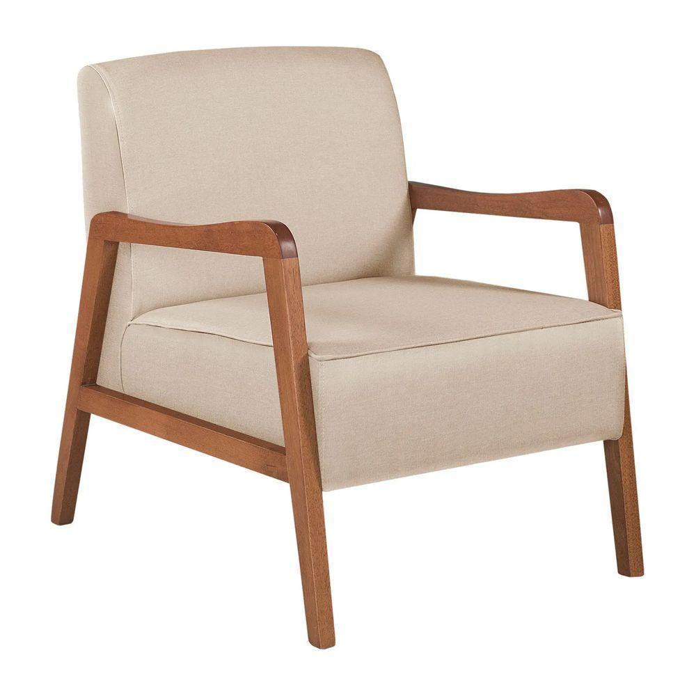 Poltrona Kayla Em Linho Linho Bege Claro - 2