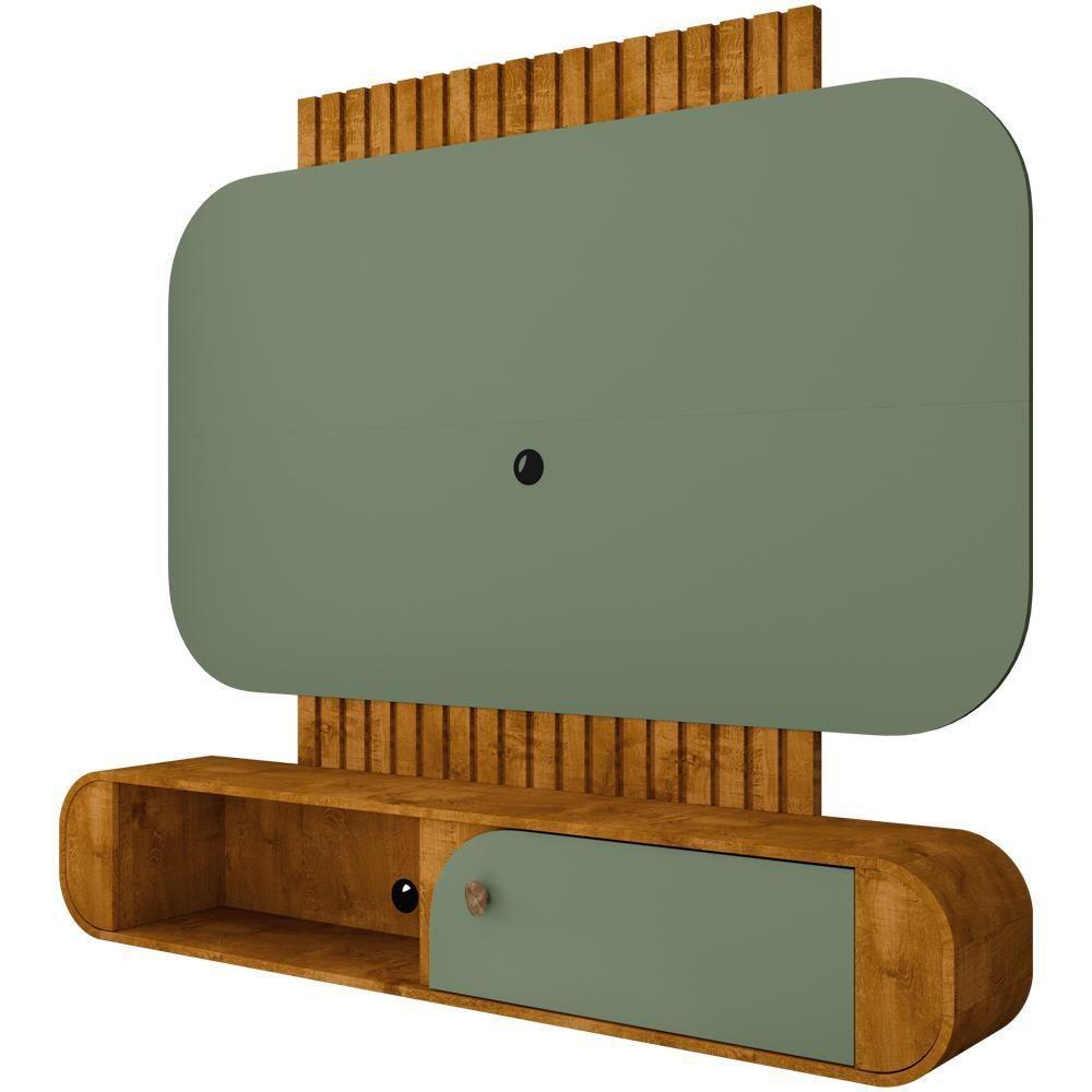 Painel Para Tv 55 Pol Com Bancada Suspensa Maestri B02 Naturalle Pistache - Lyam Decor - 1