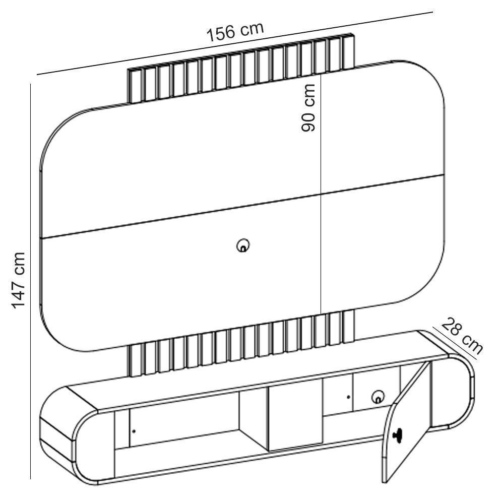 Painel Para Tv 55 Pol Com Bancada Suspensa Maestri B02 Naturalle Pistache - Lyam Decor - 5