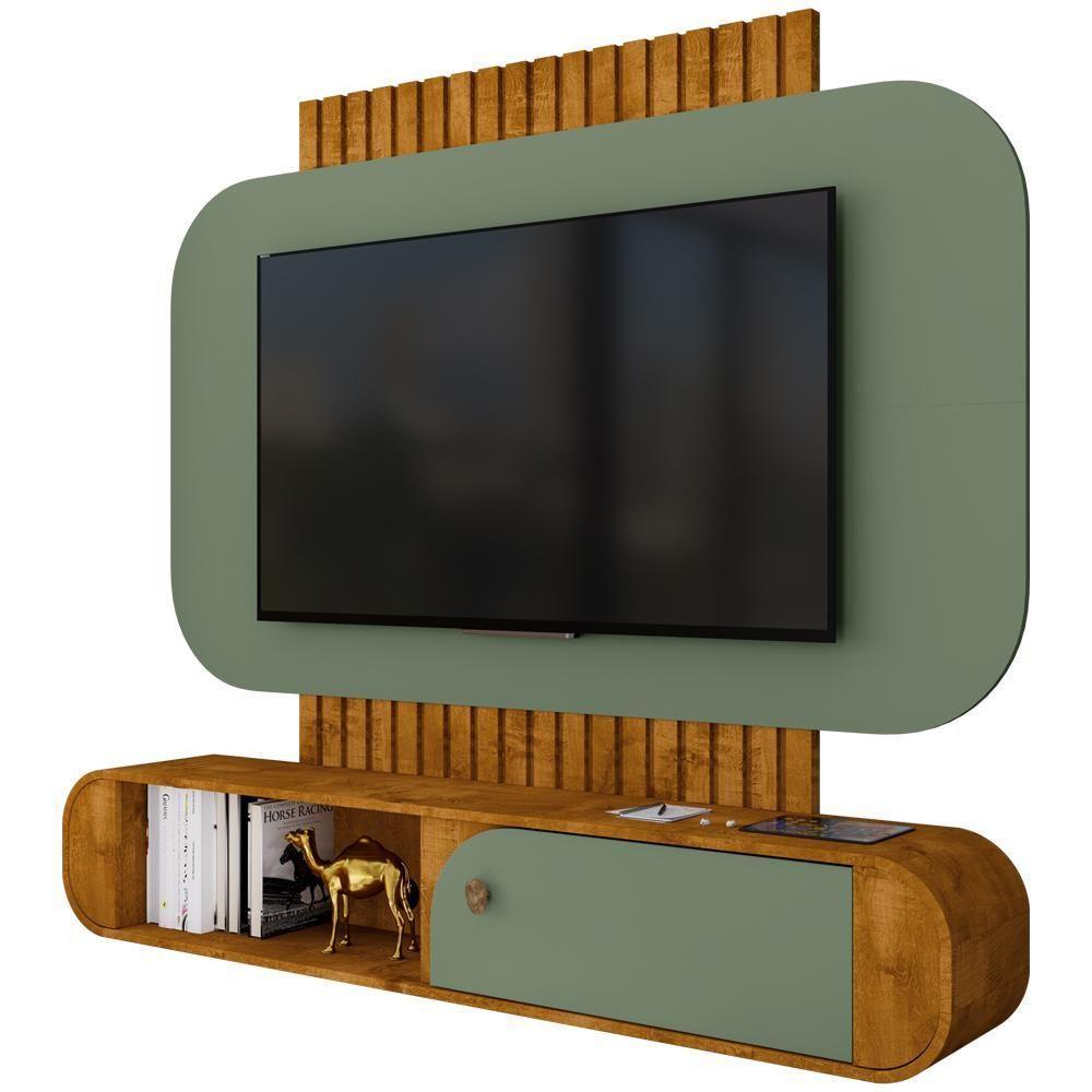 Painel Para Tv 55 Pol Com Bancada Suspensa Maestri B02 Naturalle Pistache - Lyam Decor - 6