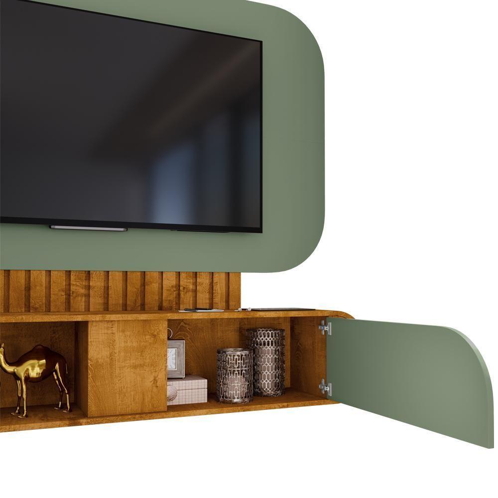 Painel Para Tv 55 Pol Com Bancada Suspensa Maestri B02 Naturalle Pistache - Lyam Decor - 8
