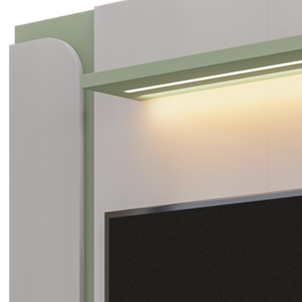 Painel Para Tv 75 Pol Com Led 180cm Maresca B02 Off White Pistache - Lyam Decor - 6