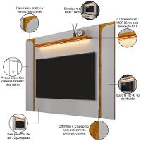 Painel Para Tv 75 Pol Com Led 180cm Maresca B02 Off White Naturalle - Lyam Decor