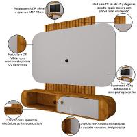 Painel Para Tv 55 Pol Com Bancada Suspensa Maestri B02 Naturalle Off White - Lyam Decor