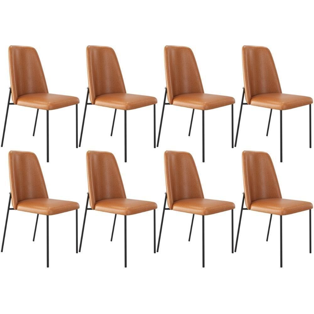 Kit 08 Cadeiras Decorativa Estofada Para Sala De Jantar Bella L02 Couríssimo Whisky - Lyam Decor - 1