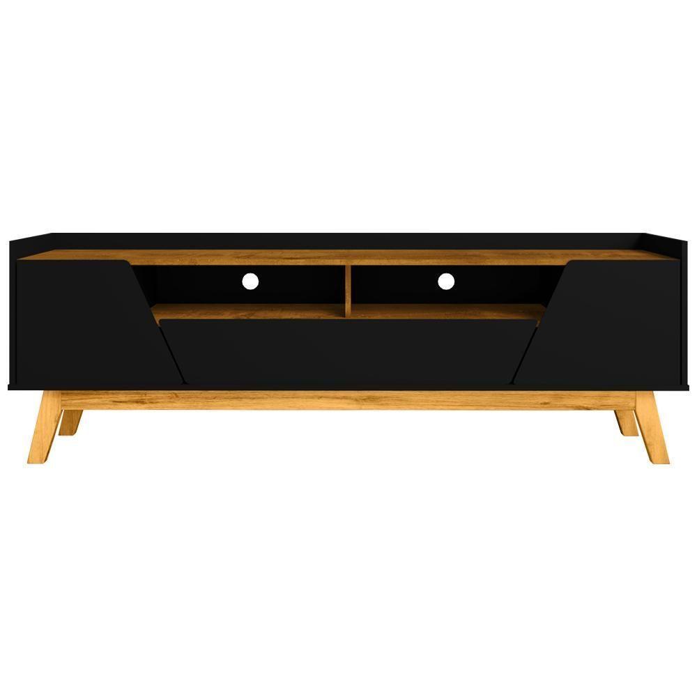 Rack Para Sala De Estar Tv 70 Pol 180cm Morello B02 Preto Fosco Naturalle - Lyam Decor - 3