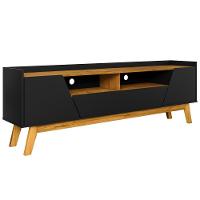 Rack Para Sala De Estar Tv 70 Pol 180cm Morello B02 Preto Fosco Naturalle - Lyam Decor - 1