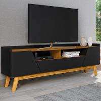 Rack Para Sala De Estar Tv 70 Pol 180cm Morello B02 Preto Fosco Naturalle - Lyam Decor - 2