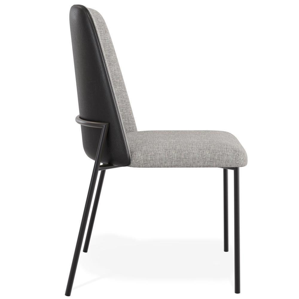 Kit 06 Cadeiras Decorativa Estofada Sala De Jantar Bella L02 Couríssimo Preto Linho Cinza - Lyam Decor - 8