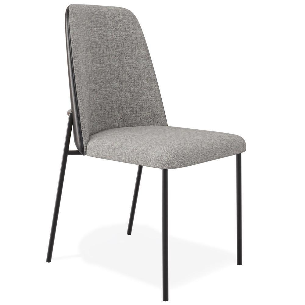 Kit 08 Cadeiras Decorativa Estofada Sala De Jantar Bella L02 Couríssimo Preto Linho Cinza - Lyam Decor - 6