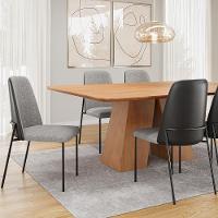 Kit 08 Cadeiras Decorativa Estofada Sala De Jantar Bella L02 Couríssimo Preto Linho Cinza - Lyam Decor - 2