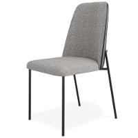 Kit 08 Cadeiras Decorativa Estofada Sala De Jantar Bella L02 Couríssimo Preto Linho Cinza - Lyam Decor - 7