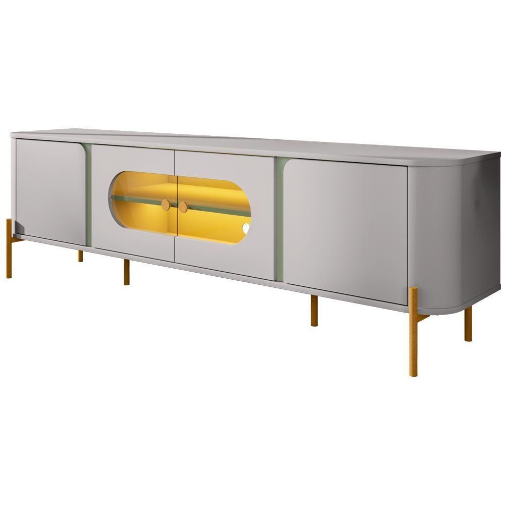 Rack Para Sala Orgânico Suy Com Painel Para Tv 75 Pol Maresca B02 Off White Pistache - Lyam Decor - 4