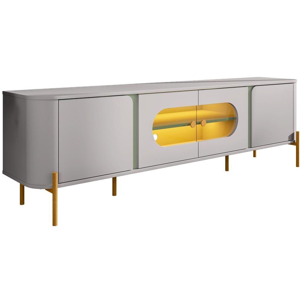 Rack Para Sala Orgânico Suy Com Painel Para Tv 75 Pol Maresca B02 Off White Pistache - Lyam Decor - 10