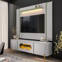 Rack Para Sala Orgânico Suy Com Painel Para Tv 75 Pol Maresca B02 Off White Pistache - Lyam Decor - 2