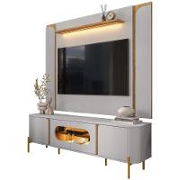 Rack Para Sala Orgânico Suy Com Painel Para Tv 75 Pol Maresca B02 Off White Cinamomo - Lyam Decor - 1