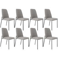 Kit 08 Cadeiras Decorativa Estofada Para Sala De Jantar Bella L02 Linho Cinza Escuro - Lyam Decor - 1